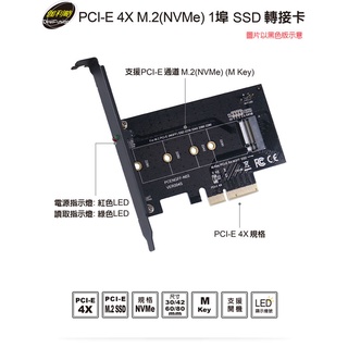 全新"附發票 公司貨"伽利略 PCI-E 4X M.2(NVMe) 1埠 SSD轉接卡M2PE41