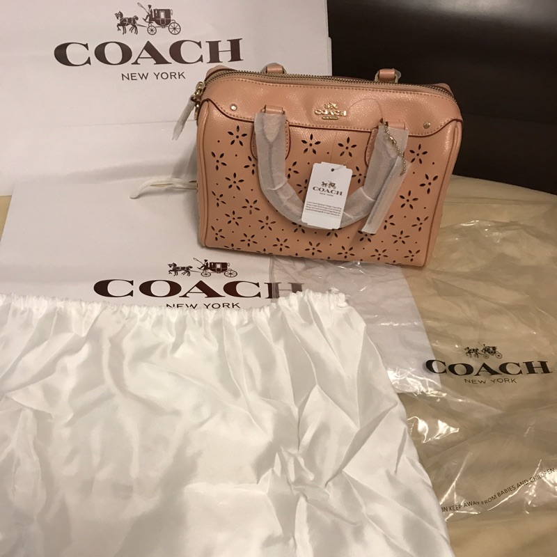 Coach 正品波士頓 手提/肩背兩用包（雕花限量版)