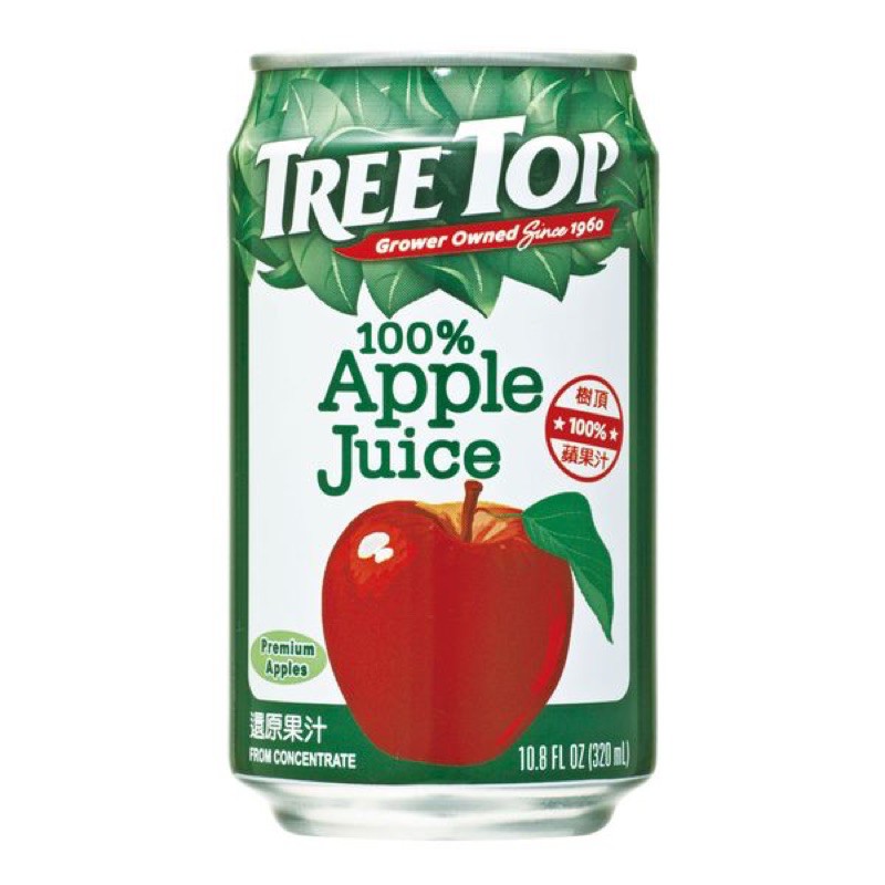 ✅全台免運 Tree Top 樹頂 100%蘋果汁 320m x 24(鋁罐）蘋果汁 樹頂 純果汁