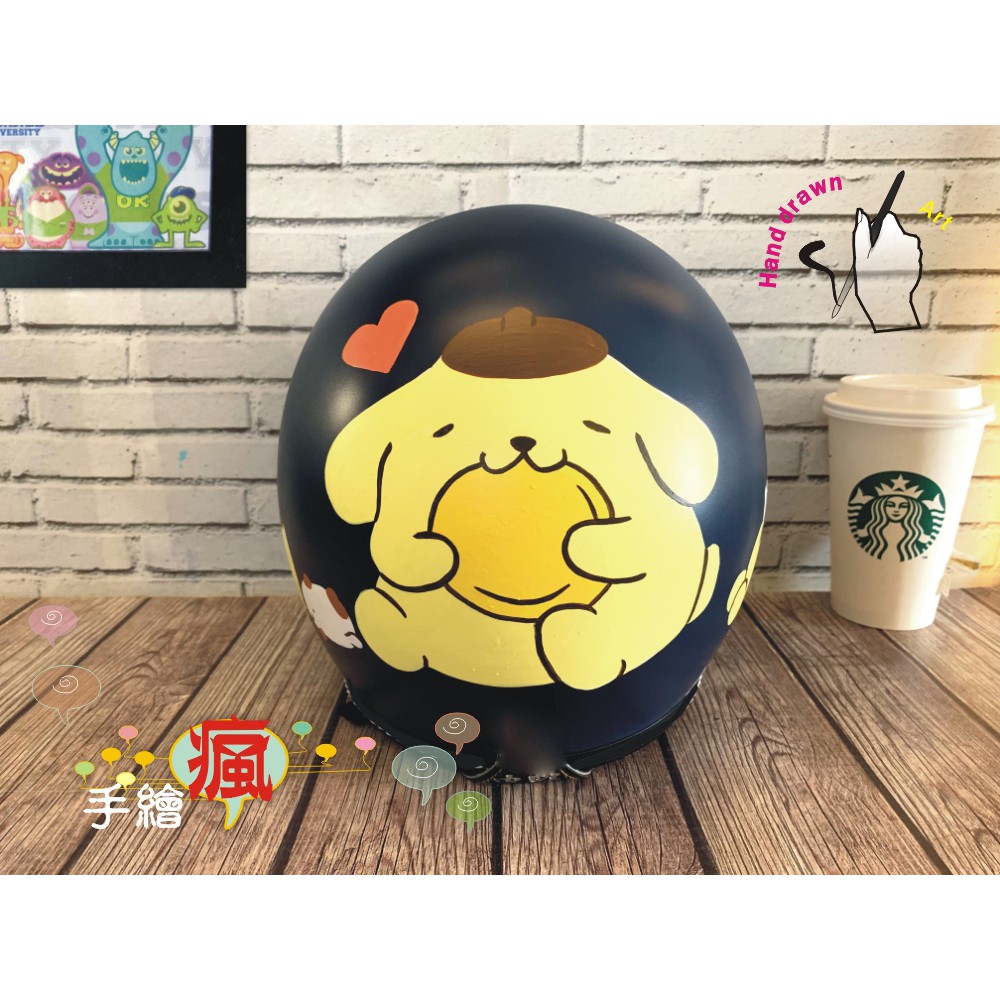 手繪瘋 手繪整個敲口愛d 布丁狗安全帽手工禮物生日情人節週邊彩繪復古帽客製化客訂3 4 蝦皮購物