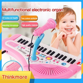 兒童鋼琴 37 鍵迷你電子琴音樂鋼琴教學鍵盤帶麥克風教育鋼琴益智玩具適合嬰兒兒童 TM