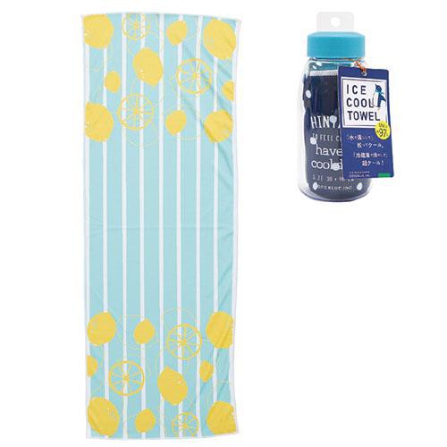 現貨 日本 ICE COOL TOWEL 檸檬涼感巾 涼感毛巾 涼感長巾 冰涼 毛巾 附瓶子（約90厘米×32厘米）