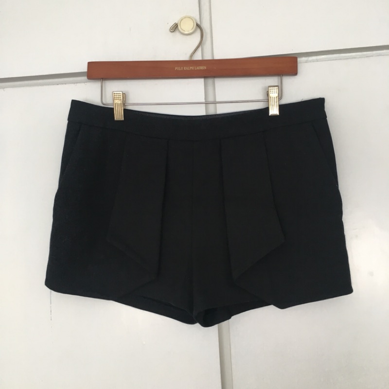 Zara Basic 30腰黑色厚材質設計感裁片短褲