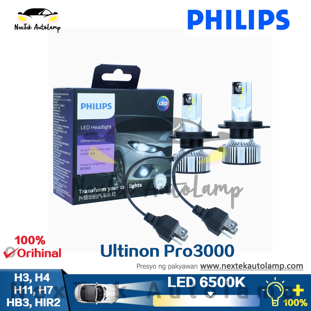 飛利浦 Ultinon Pro3000 LED H3 H4 H7 H11 HB3 HIR2 大燈霧燈汽車高/低光束 65