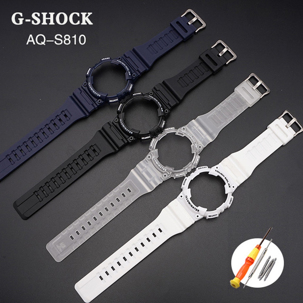 卡西歐 G-Shock AQ-S810W AQ-S810 男士運動改裝矽膠腕帶手鍊配件替換樹脂錶帶錶殼