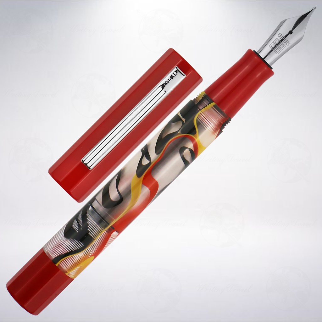 台灣 製筆精基 OPUS 88 FLOW 滴入式上墨鋼筆: 紅色