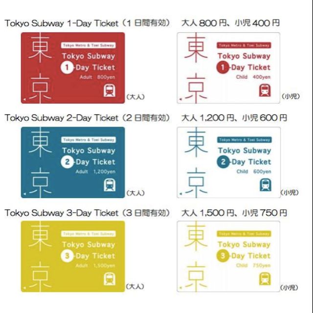 東京METRO+都營地鐵一、二日券