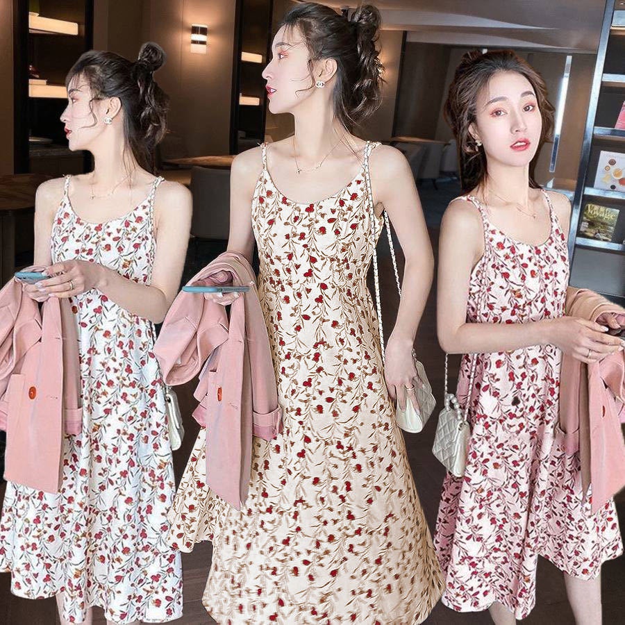 Strawberry Fashion Casual Floral Chiffon Dress Beach Ladies