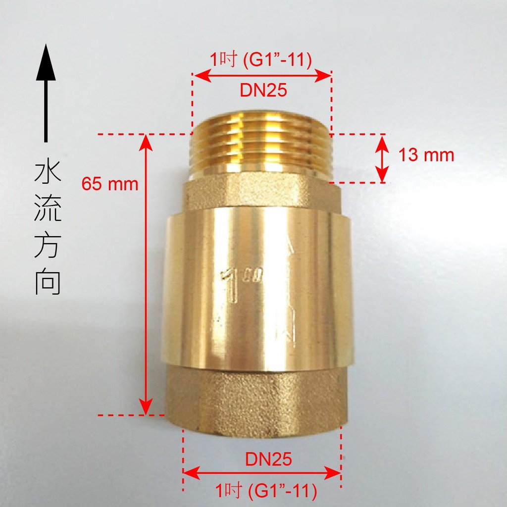 1吋逆止閥 無聲止回閥 止逆閥 單向進水 防回流 防倒流1吋逆止閥（內進外出）