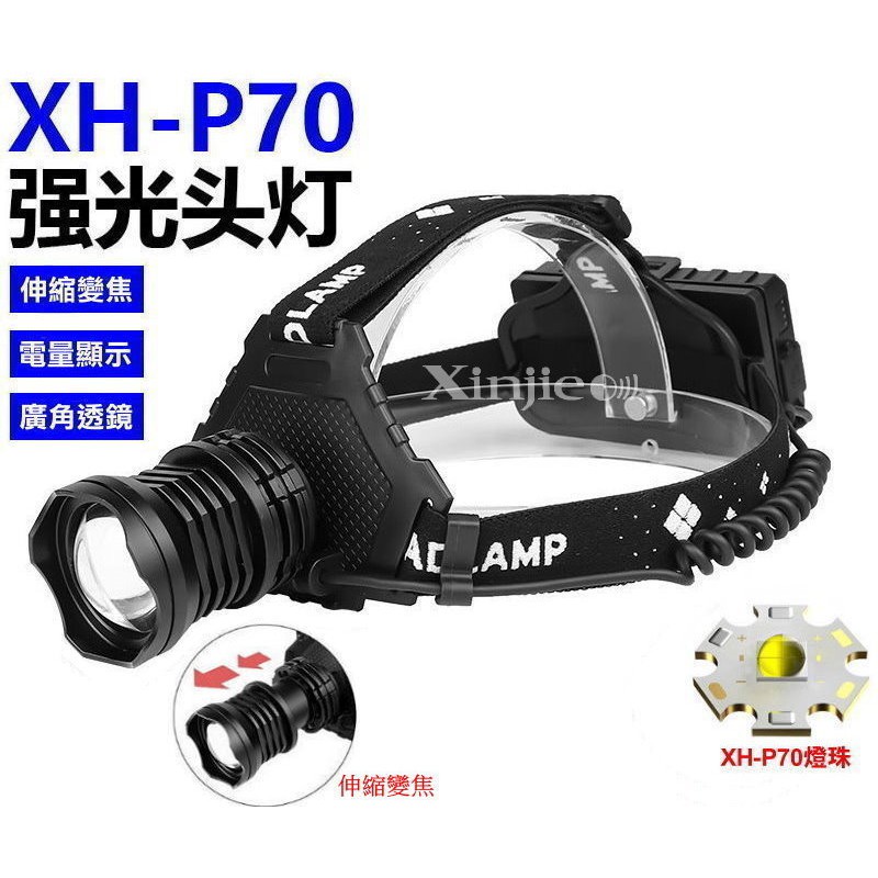 信捷【B87單】XHP70 LED 強光頭燈 伸縮變焦 工作燈 巡邏夜間照明 T6.L2.P50燈珠