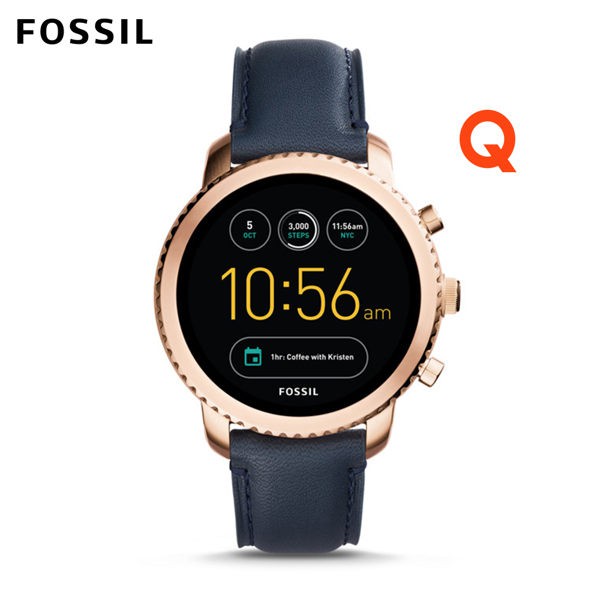 【FOSSIL】Q Explorist 池昌旭代言觸控智慧藍芽手錶 玫瑰金 藍 FTW4002 46mm