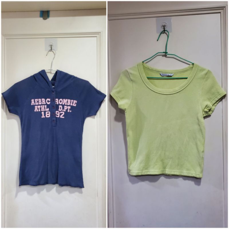 1_2♥️買1送1♥️abercrombie 純棉短帽T恤（M）/Mercci 22蘋果綠簡約T恤（S）