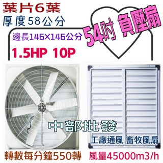 大型貨排風機批發 排風機 廠房散熱風扇 工廠通風 畜牧風扇 抽送風機 喇叭型 負壓扇 54吋 六葉直結式風機 抽送風通風