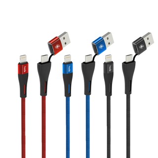 hoda USB-C&A To Lightning W2二合一尼龍編織PD快速充電傳輸線 100CM