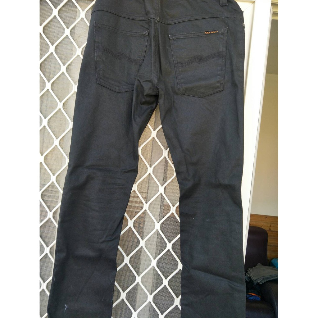 nudie thin finn black coated indigo