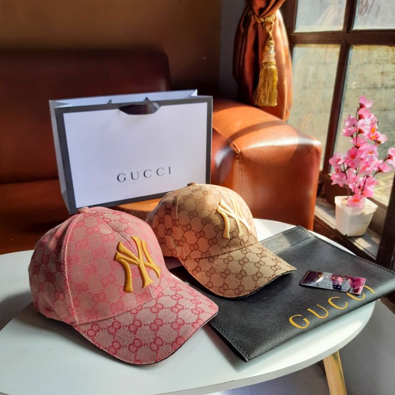 Gucci NY 刺繡帽子全套免費紙袋品牌帽子棒球帽紐約 MLB