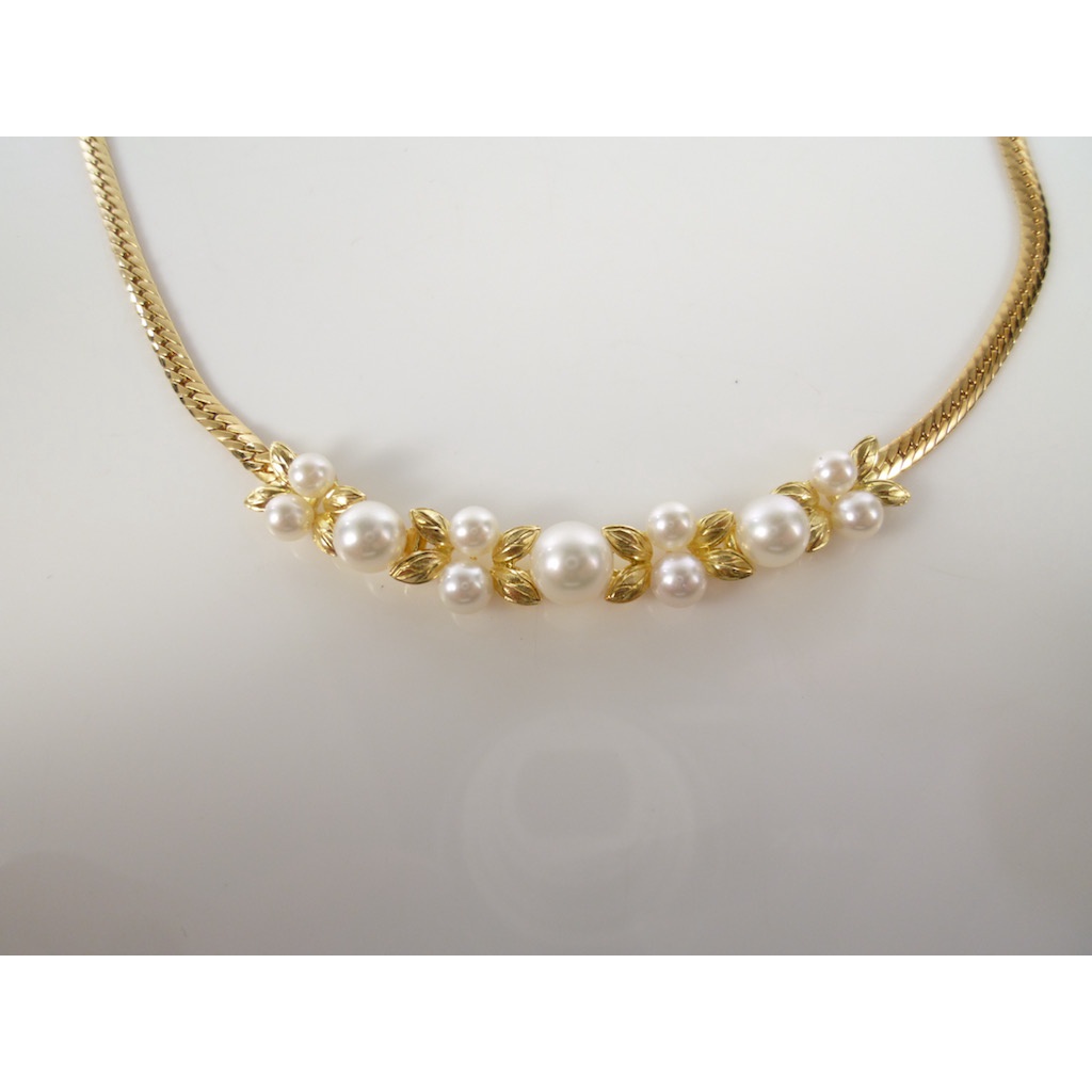 [卡貝拉精品交流] MIKIMOTO 御本木 珍珠項鍊 11顆珍珠 天然鑽石 18黃k金 名牌精品 母親節送禮