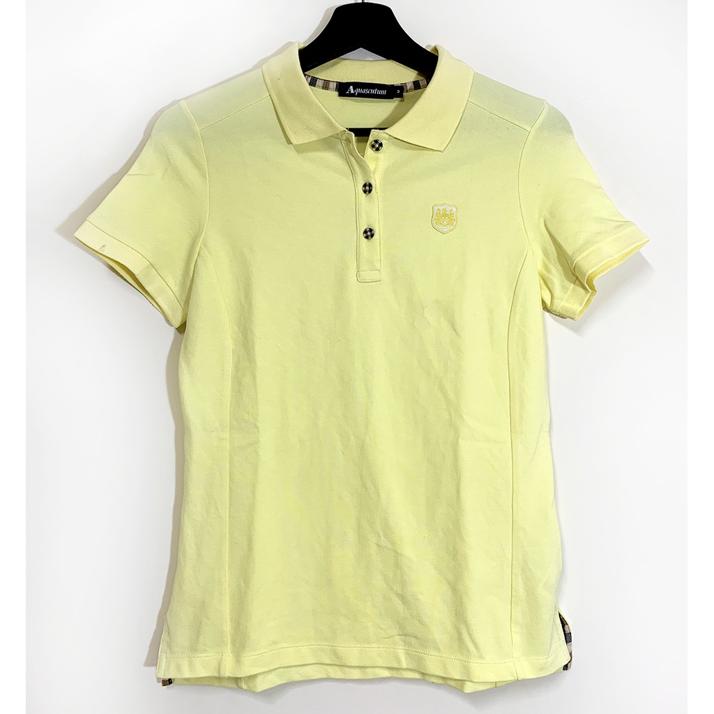 Aquascutum 鵝黃色 POLO衫 高爾夫球衣 運動休閒 短袖上衣【壽司羊羊】二手衣