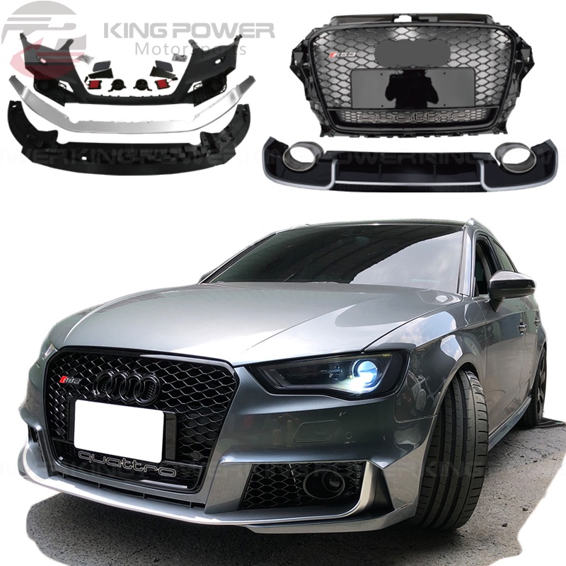 KP擎利國際 大包改裝 2013-19 Audi 奧迪 第三代 A3 8V 改 RS3 Look 前保桿+後下巴 尾飾管