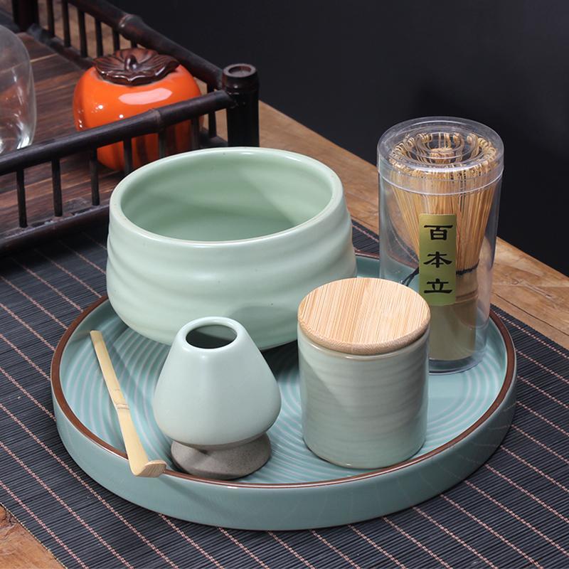 【超值茶具】日式茶筅竹抹茶刷子工具百本立茶具套裝抹茶碗陶瓷盤日本茶道配件 2L5Y