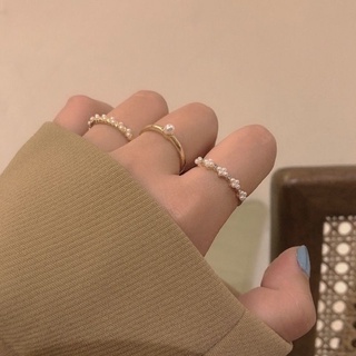 💍臺灣現貨🌿韓國ins珍珠3件套戒指組 氣質加分百搭食指戒甜美指環【O33】