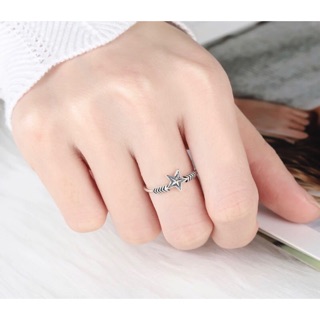 《現貨》💍眉兒💍香港正生代購 S925純銀 六芒星戒指 五角星戒指 星星戒指 開口戒純銀飾品百搭款潮流純銀戒