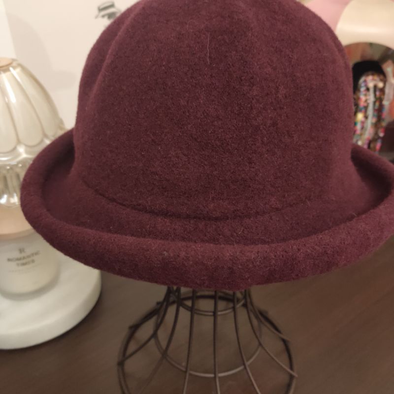 圓頂帽紅棕色羊毛氈帽
