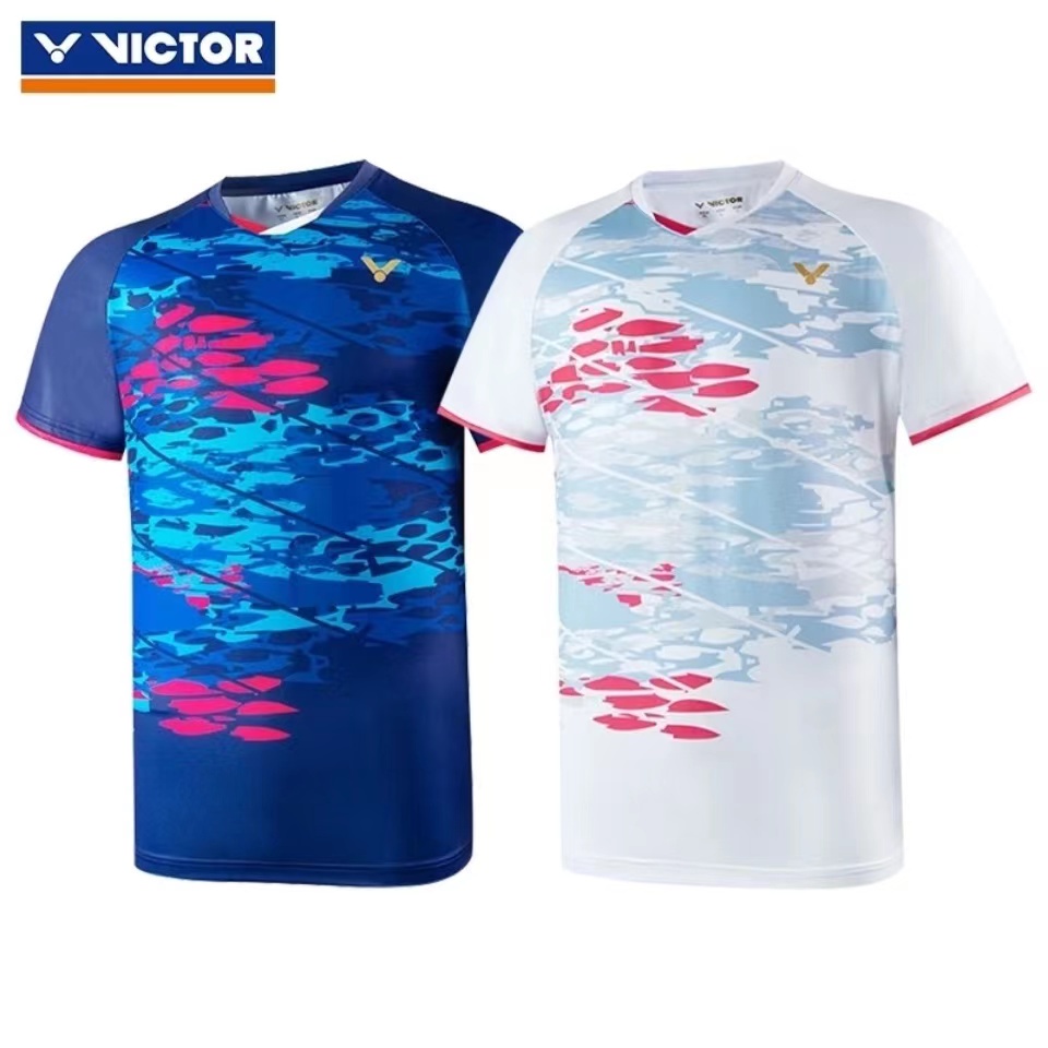 Victor新款羽毛球衣男女比賽系列針織短袖運動t恤