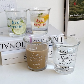 Triangledorm / 法式 BON VOILA 字母 玻璃杯 3款 / 透明杯 馬克杯 咖啡杯 拿鐵杯 水杯