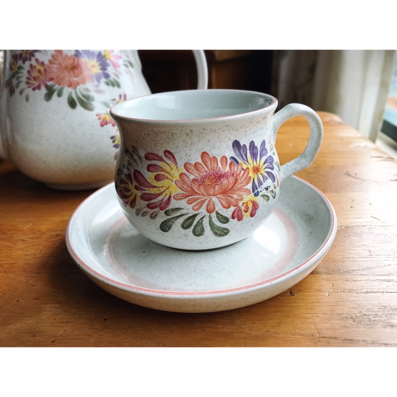 英國製Denby Summer Fields陶瓷花卉三件式花茶/咖啡杯組