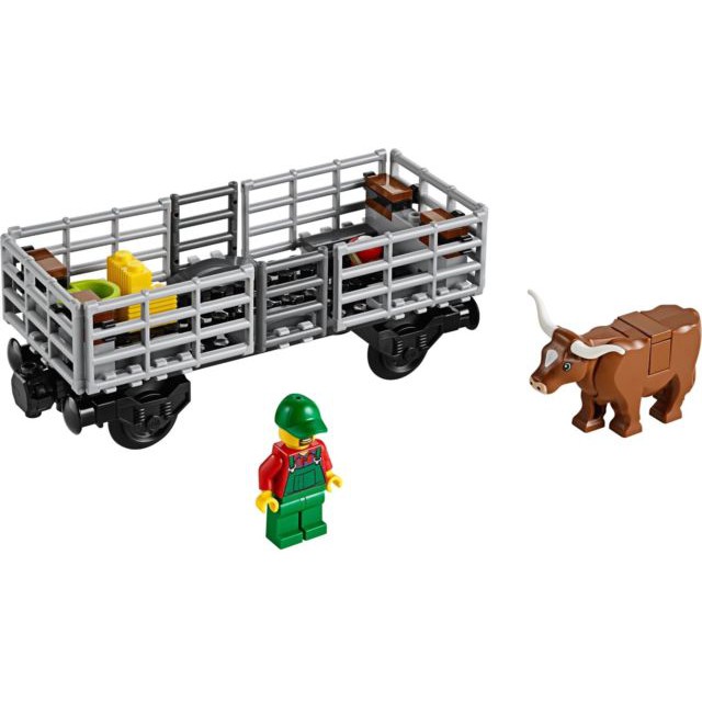 LEGO 樂高 CITY 城市系列 60052 貨運列車 拆賣 單售 載具 牛車 動物車 農夫 柵欄車 含人偶 黃牛