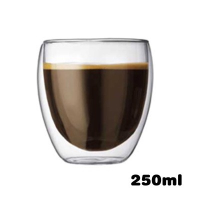 雙層杯 雙層玻璃杯  雙層時尚玻璃杯  隔熱透明創意水杯  保溫隔熱杯  250ML