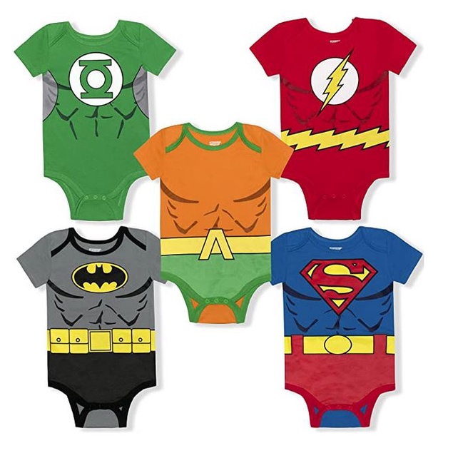 預購👍正版空運👍美國專櫃 萬聖節裝扮服 蝙蝠俠 超人 閃電俠 嬰兒 短袖 包屁衣 五件組 兒童 正義聯盟