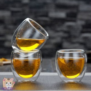 【妮可貓】80ml 蛋形雙層玻璃杯 保溫隔熱 水杯 咖啡杯 茶杯 高硼矽耐熱杯【丹麥-Bodum、星巴克可參考】