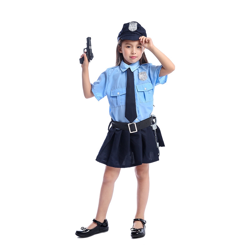 可愛女孩小警察游戲cosplay警官制服孩子們超酷的萬聖節服裝套裝 蝦皮購物