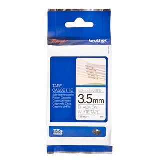 Brother TZe-N201 一般標籤帶 無護貝 (3.5mm 白底黑字) 廠商直送