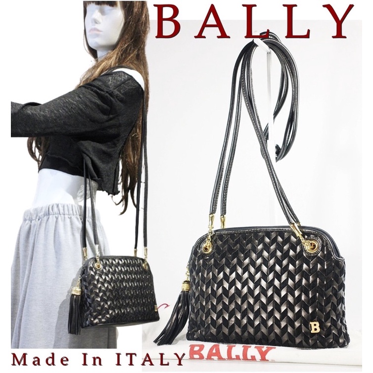 免運💕二手正品❣️ 義大利製 BALLY 羊皮x麂皮 編織設計 貝殼型 肩背包 斜揹包