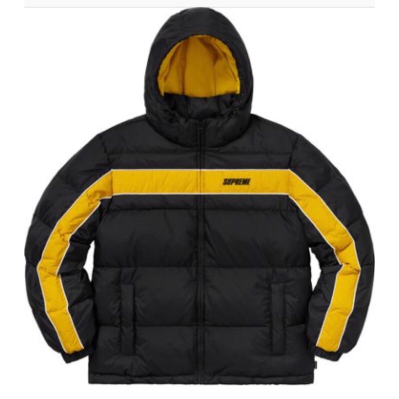 《全新稀有S號》Supreme Stripe Panel Down Jacket 黑色 稀有S號 羽絨外套 18FW