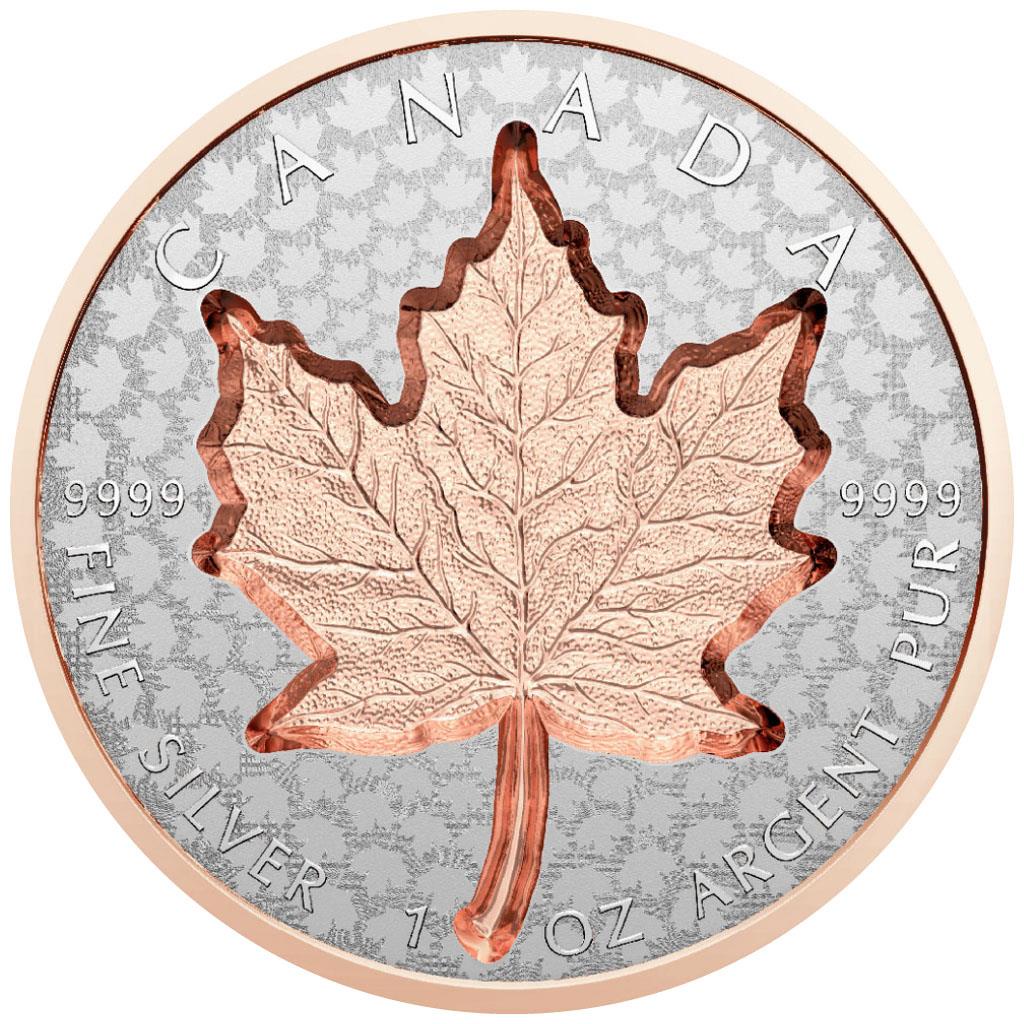 現貨 - 2022加拿大-楓葉-深凹鍍玫瑰金版-1盎司銀幣