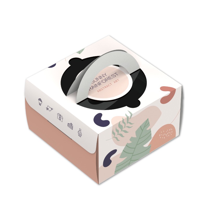 6吋手提蛋糕盒_陽光雨林  6吋蛋糕盒 手提蛋糕盒 蛋糕盒包裝 烘焙盒 紙盒
