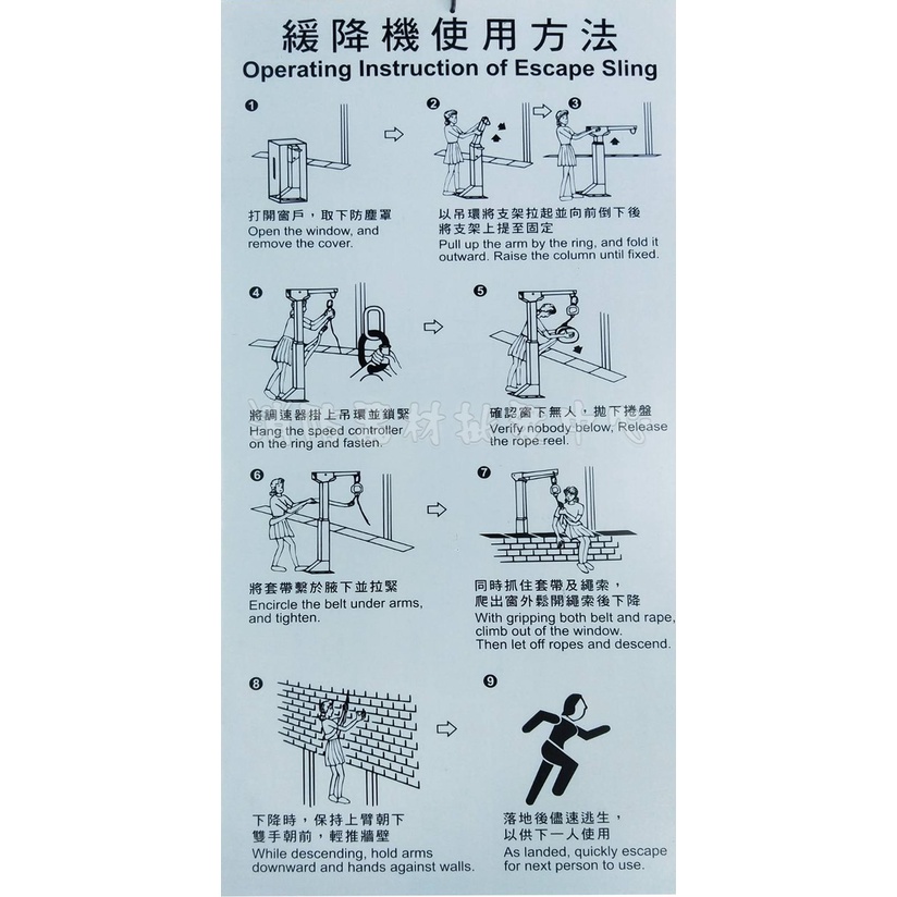 中部消防賣場-緩降機操作說明牌 (兩片式) 各類標示牌 65cm*30cm