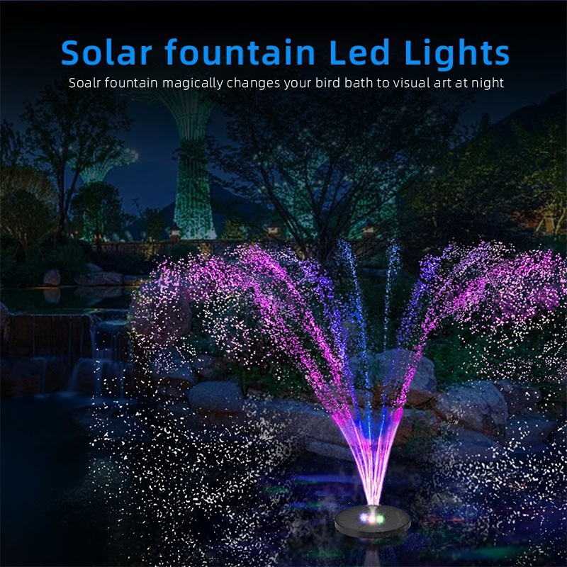 帶 5 燈 LED 的太陽能噴泉泵，2021 年升級的帶蓄電池的鳥浴噴泉，太陽能噴泉室內太陽能水泵噴泉池瀑布花園裝飾