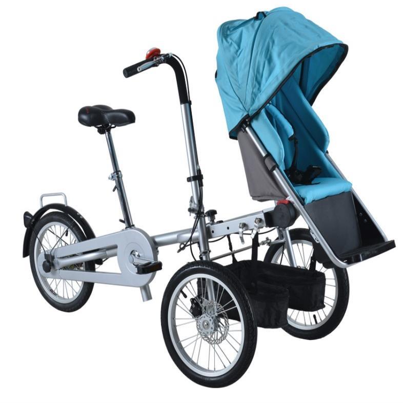 母嬰車可坐可騎行折疊三輪車親子車母子車寶寶嬰兒推車自行車網紅爆款*小紅書同款