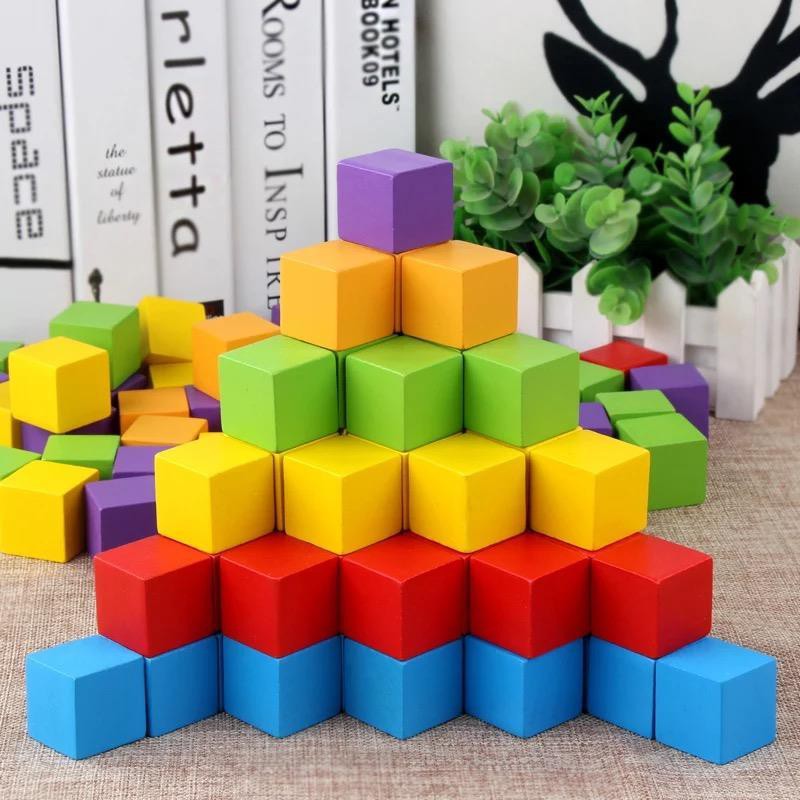 【積木益智類】正方體積木數學教具木制立方形小方塊幾何積木幼兒園兒童益智玩具