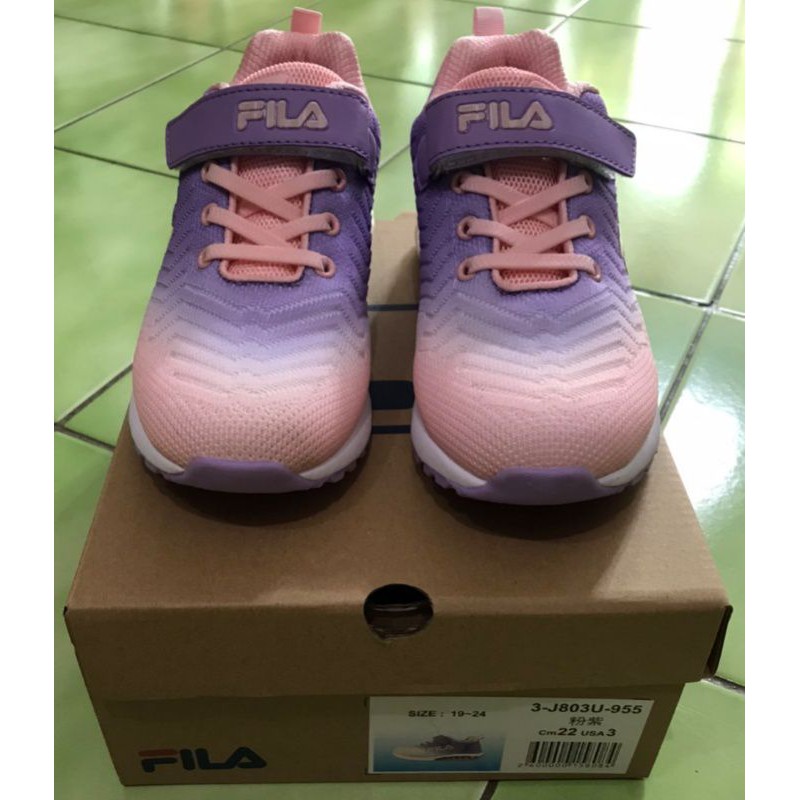 FILA KIDS-大童MD氣墊慢跑鞋-粉紫色-22cm