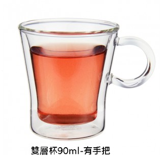 【大正餐具批發】耐熱玻璃附耳雙層杯 85ml 茶杯 咖啡杯