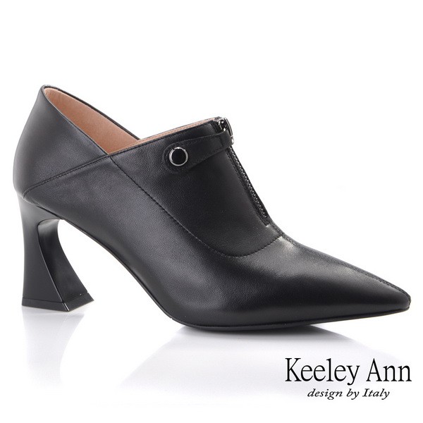 Keeley Ann V口羊皮前拉鍊粗跟包鞋(1755672)