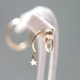 14K S type Star Piercing S造型星星鎖珠耳環(單個)