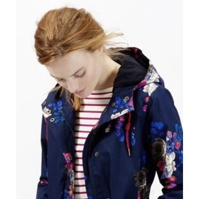 Miolla 英國品牌Joules 深藍底色彩花內裡搖粒絨防風防水保暖外套