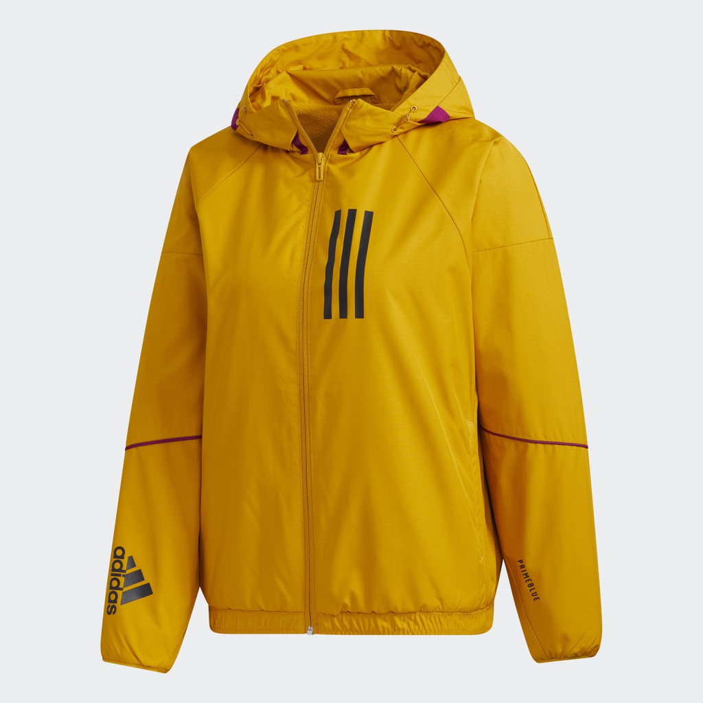 Adidas W.N.D. WARM JACKET女款黃色連帽外套-NO.GF0187